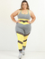 Calça Legging Plus Size Evolution Faixas - Cinza e Amarelo na internet