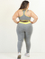 Top Plus Size Fitness Nadador Decote Reto - Cinza e Amarelo