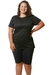 Conjunto T-shirt com Mulet e Bermuda Preta Plus Size - comprar online