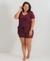 Conjunto Moletinho Marsala Plus Size - Shorts e T-Shirt