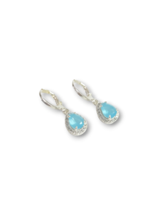 Aros Swarovski de plata con piedra celeste y strass - comprar online