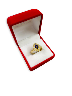 Anillo de oro 18 kilates con zafiros y cubics zirconia de Fasano Joyeros.