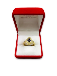 Anillo de oro 18 kilates con zafiros y cubics zirconia de Fasano Joyeros.