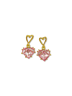 Aros bijou de corazones rosas