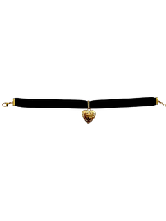 Choker negro con corazón dorado