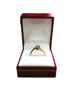 Anillo solitario de oro rosado y blanco con brillante - comprar online