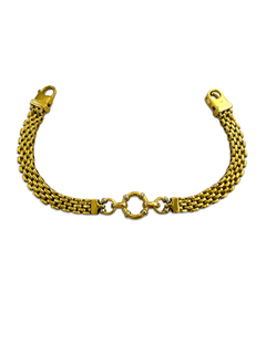 Pulsera de oro amarillo tipo malla para mujer en Fasano Joyeros. Somos la joyería más antigua de Rosario, con casi 100 años en el rubro nos especializamos en la venta y compra de alhajas de oro. Fabricamos alianzas y hacemos arreglos y composturas.