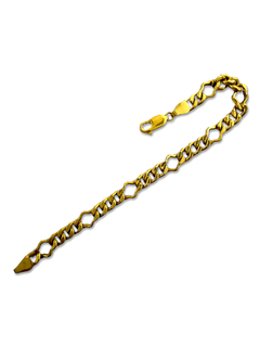 Pulsera de oro amarillo Fígaro para mujer en Fasano Joyeros. Somos la joyería más antigua de Rosario, con casi 100 años en el rubro nos especializamos en la venta y compra de alhajas de oro. Fabricamos alianzas y hacemos arreglos y composturas.