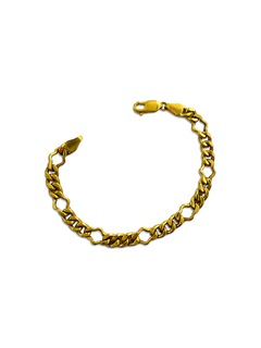 Pulsera de oro amarillo Fígaro para mujer en Fasano Joyeros. Somos la joyería más antigua de Rosario, con casi 100 años en el rubro nos especializamos en la venta y compra de alhajas de oro. Fabricamos alianzas y hacemos arreglos y composturas.