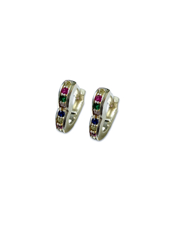 Aros corazones con piedras multicolor - tienda online