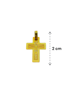 Cruz de oro de 18 kilates con figura de Cristo, tamaño pequeño de 2 cm.