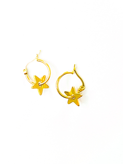 Aros argollas estrella dorada - comprar online