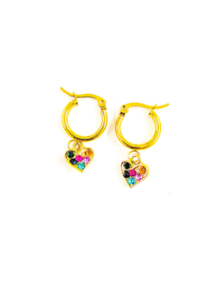 Aros corazón multicolor acero quirúrgico - comprar online