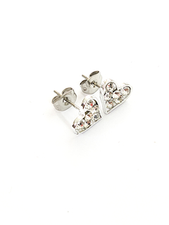 Aros corazon con piedras blancas - comprar online