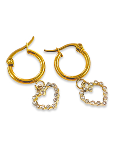 Aros argollas corazón con strass - comprar online