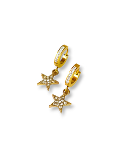 Aros argollas estrellas doradas strass - comprar online