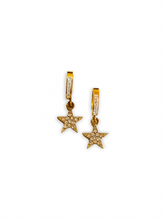 Aros argollas estrellas doradas strass