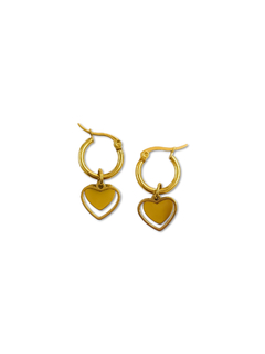 Aros corazones dorados dobles