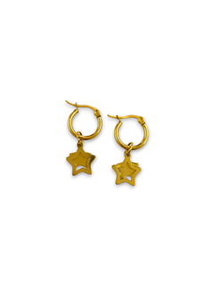 Aros estrellas doble acero dorado