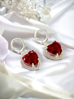 Aros Swarovski de plata corazon rojo - comprar online