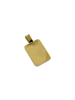 Medalla rectangular mediana de oro de 18 kilates con un diseño liso, ideal para grabados personalizados.