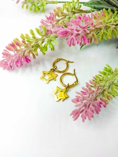 Aros estrellas doble acero dorado - comprar online