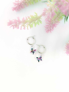 Aros mariposas multicolor acero quirúrgico - comprar online