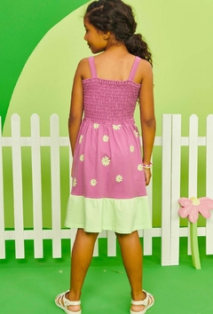 Vestido Kukiê Alça Roxo com Verde - comprar online