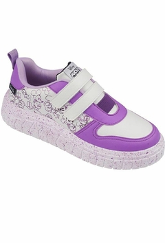 Tenis Tweenie Gloss Branco e Roxo Mickey