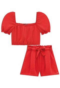 Conjunto Lilimoon Cropped e Short Saia Vermelho na internet