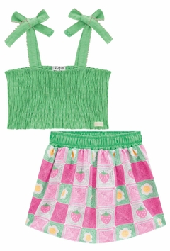 Conjunto Kukie Verde e Rosa na internet