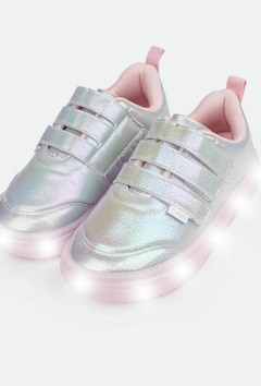 Tenis Pampili Sneaker Prata Holográfico Led - comprar online