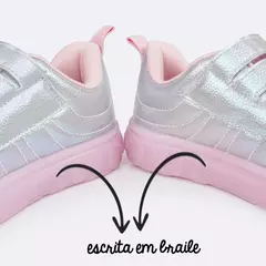 Tenis Pampili Sneaker Prata Holográfico Led