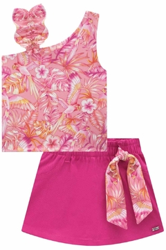 Conjunto Infanti Blusa Flores e Short Rosa na internet