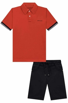 Conjunto John Fox Polo Vermelha e Bermuda Preta na internet