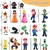 Bonecos Novos Kit Completo de 48 Super Mario Bros Bonecos Miniatura Mario Luidi Donkey Kong Peach Bowser Koopa Yoshi Colecionáveis Model III - loja online