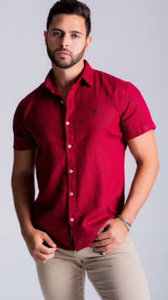 CAMISA MANGA CURTA | LINHO - BORDO - loja online