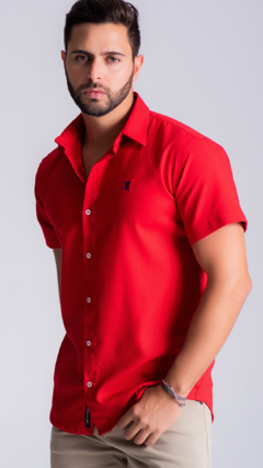 CAMISA MANGA CURTA | LINHO - VERMELHO - loja online