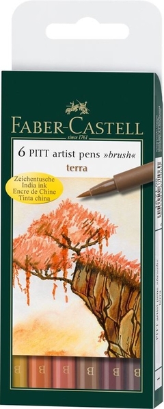 MARCADOR FABER PITT ARTIST BRUSH X 6 Terra