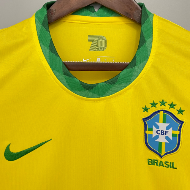 Camisa Home Brasil I 20/21 Nike Feminina Amarelo e Verde