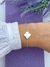 Pulseira de Prata Trevo Branco No Meio c/ Borda Bolinha