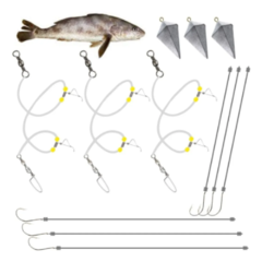 3 Kits - Chicotes Prontos ( Chumbo e Anzol ) - Pesca de Praia