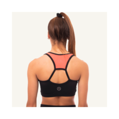 Top deportivo Negro/Coral Barein - comprar online