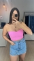 Cropped Canelado Coração Rosa Bebê - comprar online