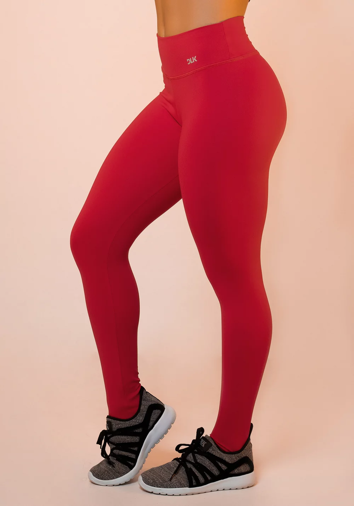Calça legging fitness vermelha lisa