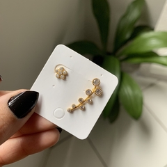 Brinco Ear Cuff Galhinho e Florzinha