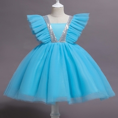 Vestido Salopete de Lantejoula e Tule Encantado - Vestido de Festa Infantil | vestido princesa | Lunuico