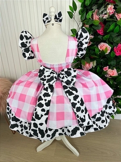 Vestido Fazendinha Vaquinha Rosa