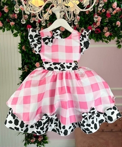 Vestido Fazendinha Vaquinha Rosa