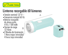 LINTERNA RECARGABLE 60 LÚMENES, 1 LED DE 1W